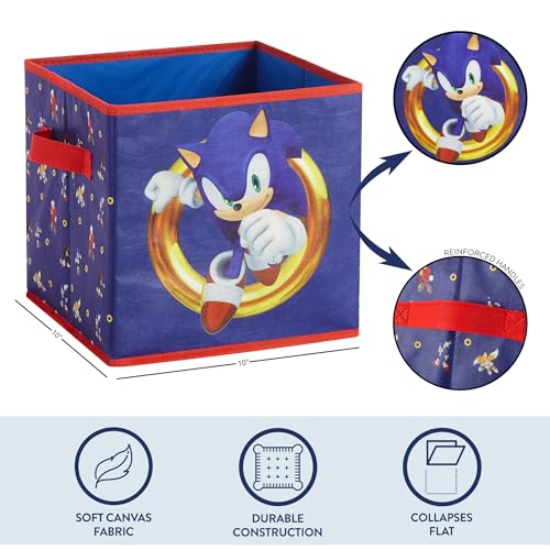 Sonic the Hedgehog Set of 2 Durable Storage Cubes with Handles, 10"x10"x10" Cubes - color: Sonic