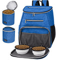 BAGLHER丨Dog Travel Bag Backpack, Airline Approved Pet Supplies Backpack, Dog Travel Bag with 2 Silicone Collapsible Bowls and 2 Food Baskets Blue - color: Blue