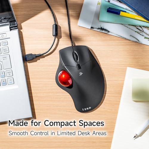 SANWA Wired Ergonomic Trackball Mouse, Optical Rollerball Mice, Programmable Silent Buttons, 40mm Trackball, 600/800/1200/1600 Adjustable DPI, Compatible with MacBook, Laptop, Windows, macOS - style: Wired