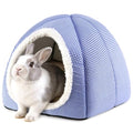 Rabbit Hideout Bed for Large Bunnies, Soft Plush Bunny House | Cozy Small Animal Hideaway with Removable Pad for Indoor Rabbits, Guinea Pigs, and Ferrets, Blue - color: Blue