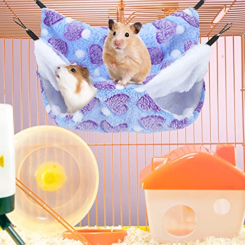 Boao 2 Pieces Hamster Hammock Hanging Pet Hammock Warm Bed House for Small Parrot Small Rat Sugar Glider Hamster Playing