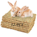 PINVNBY Hay Mats for Rabbits,12 Pack Natural Rabbit Grass Mat,Small Animal Woven Bed Resting Sleeping,Chewing,Nesting and Toys Cage Grass Matts for Bunny Guinea Pig Hamster Hedgehog Squirrel - size: 【12 PCS】