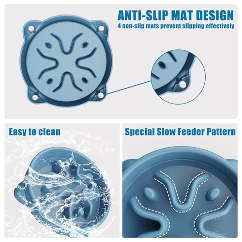 Slow Feeder Dog Bowls Small Breed, Dog Food Bowl Small Anti-Choking Bloat Stop Puzzle Healthy Eating Bowl (Blue, 1 Cup) - color: Blue, size: 1 Cup