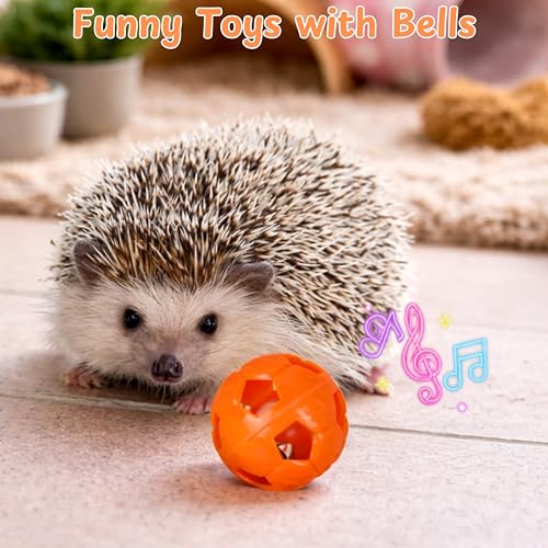 Hedgehog Cage Accessories Hideout Tunnel Small Animal, Tunnel and Bell Balls Toy set, Hedgehog Hideout with 2 pcs Toys, Small Animal Tubes for Hamster Guinea Pig Squirrel, Hedgehogs Accessories (Pink) - color: Pink