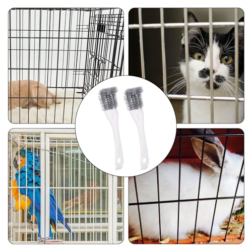 2pcs Bird Cage Cleaner with Long Handle, Bird Cage Brush Droppings Removal Tool for Small Animals Remover Parrot Bath Perches Cleaning Accessories