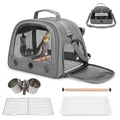 Bird Carrier, Lightweight Breathable Bird Backpack, Portable Wild Bird Carrier with Standing Perch for Parrot Travel Vet Visit (Grey)