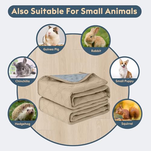 FunFurry Washable Guinea Pig Cage Liner - 2 Pack Reusable Washable Pee Pads，Waterproof Guinea Pig Bedding for Small Animal - Rabbit Bunny Hamster Puppy (Cream, 24" X 47" - 2 Pack) - color: Cream, size: 24" X 47" - 2 Pack