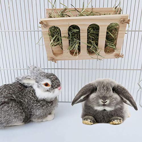 Tfwadmx Bunny Hay Feeder Rabbit Food Dispenser Small Animal Hay Feeder Chinchilla Hay Rack Wooden Hay Manger Rack Holder Minimizing Waste for Guinea Pig Chinchilla Hamster