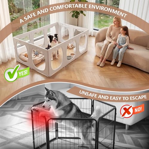 Acrylic Dog Playpen for Indoor Use – Clear Small Pet Play Pen for Puppies, Cats, Rabbits & Ferrets – Easy Assemble, Durable & Portable Pet Enclosure (White, 24" H, 10 Panels) - color: White