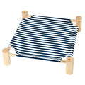 Patas Lague Cat Hammock Bed Small Eleveted Dog Bed 19x19 in Blue Stripe | Brethable Wooden Pet Bed, Cooling Rabbit Cot, Outdoor Cat Furniture For Summer - color: Blue Stripe