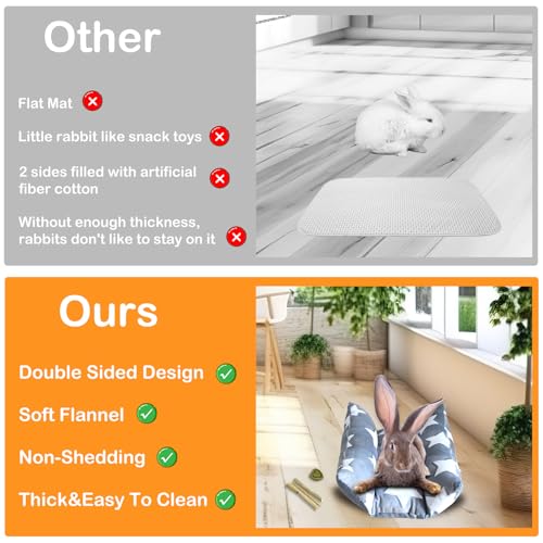 16.5 X 18in Removable and Washable Soft Rabbit Bed, Thickened and Softer Bunny Bed, Double-Sided Plush Rabbit Beds,Rabbits Concave Bed,Small Beds for Animals Indoor,Gray - color: Gray