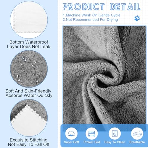 Thyle 12 Pcs Washable Pee Pads for Dogs Reusable Waterproof Training Puppy Pads Bulk Absorbent Pet Whelping Small Dog Mats for Crate Bed Sofa(Gray,13 x 18 Inch) - size: 13 x 18 Inch