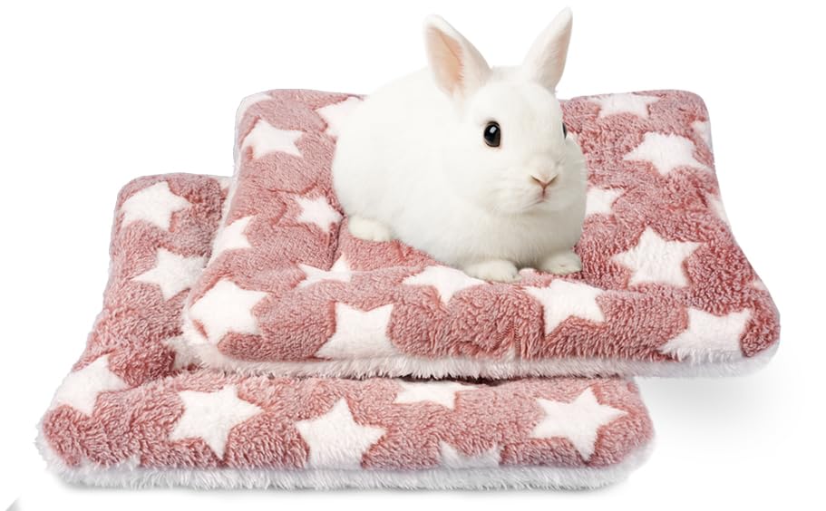 2 Pack Bunny Rabbit Bed - 10 x 13 Inch Upgraded-Thickness Pee Pads Bedding | Washable Bunny Rabbit Pee Pad with Absorbent Surface Helps Keep Cages Dry, Reusable Bedding for Resting Areas (Pink, M) - color: Pink + Pink, size: 10" X 13" - 2 Pack