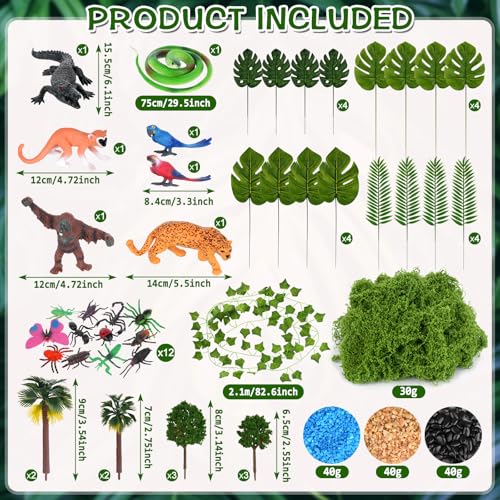 47 Pcs Rainforest Animals Figure Rainforest Diorama Kit Habitat Project Box - style: Rainforest