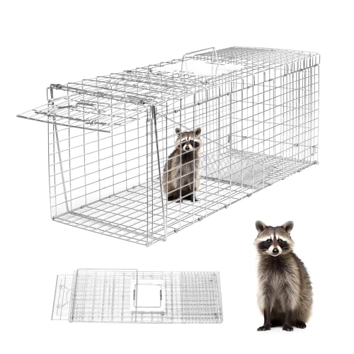 Animal Trap 26"x10"x9" Cage Trap,Heavy Duty Folding Raccoon Traps | Live Animal Cage Trap,Humane Catch and Release Stray Cats,Squirrels,Rabbits