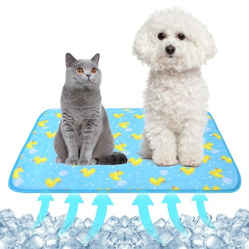 Summer Pet Cooling Mat - Cat Dog Cushion Pad Sleeping Cool Ducks Comfortable Soft for Pets Kids and Adults(Blue Duck, S) - color: Blue Duck, size: S: 15.5'' x 19.5''