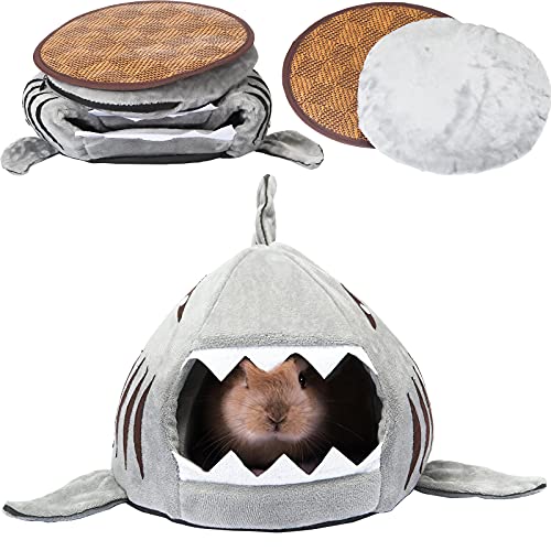 Jetec Shark Guinea Pig Bed Hideout Guinea Pig Animals Bed House Warm Small Hamster Nest Sleeping Mat Cushions Dutch Hamster Hedgehog Rat Chinchilla(Gray) - color: Gray
