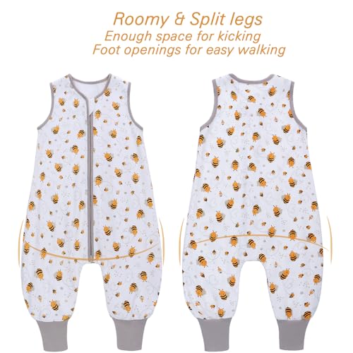 Miracle Baby Sleep Sack with Feet - 0.5 TOG 100% Breathable Cotton Wearable Blanket, Sleeveless Design Sleeping Bag for Baby - color: Bee, size: 6-12 Months(S)