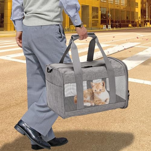 Pet Carrier Bag for Cats,Cat Soft-Sided Carriers Collapsible Ventilated Breathable Puppy Carrier for Small Dogs Airline Approved Kitty Carrier for Small Medium Cat Puppy Under to 12 Lb(Grey) - color: 【Gray】