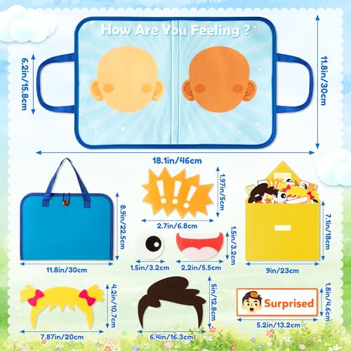 WATINC Travel Felt Board Story Set - Portable Felt Board Educational Birthday Gift for Boys Girls, Themed Storytelling Preschool Early Learning Interactive Play Kit for Toddlers (Emotional) - style: Emotional