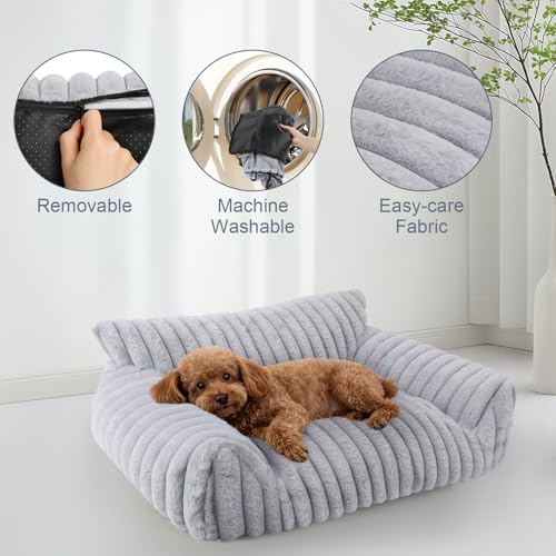 Cute Dog Couch for Medium Large Dogs,Dog Cat Couch Sofa,Dog Bed,L,Grey | Dog Couch Bed with Removable Washable Cover,Cute Fluffy Pet Sofa Cat Couch Bed,Washable Dog Bed Medium Large Size Dog - color: Grey, size: Large(36x27x10")