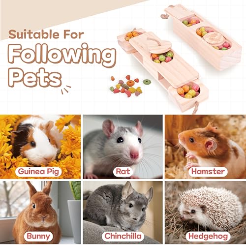 SoulThink® Advanced Interactive Wooden Pet Rabbit Toys - Sniff n' Snack Bunny Chew Toys for Rabbit Treats, Suited for Chinchilla Foraging, Guinea Pigs Boredom, and Hamster Enrichment (2 Set) - style: Sniff n' Snack - Advanced