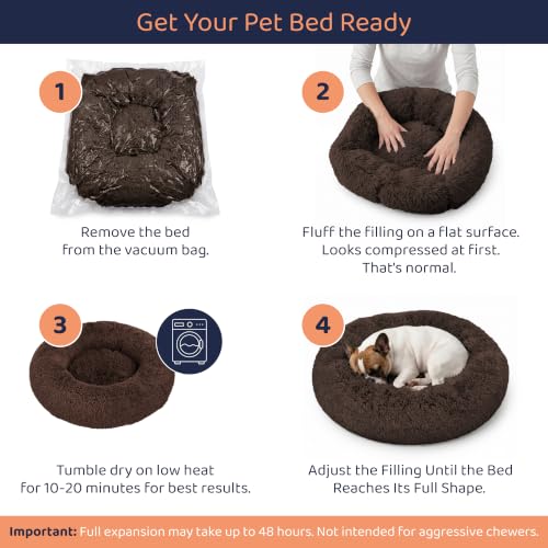 Donut Dog Bed - Premium Comfort for Anxiety Relief - Fluffy & Calming Design with Ultra-Plush Support | Cozy Round Dog Bed with Super Soft Circle Style (Coffee, Small) - color: Coffee, size: Small (23"L x 23"W x 8"Th)