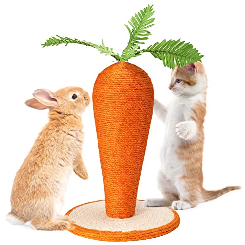 Fhiny Rabbit Scratch Toy, Natural Sisal Interactive Bunny Claw Scratcher for Indoor Kittens, Cute Carrot Rabbit Nail Scratching Post for Kitten Bunny Guinea Pig Ferret Chinchilla - style: Carrot Scratch Toy