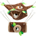 Guinea Pig Hideout, Hammock & Tunnel, Washable Cage Accessories | Warm Soft Fleece Pet House for Guinea Pig, Hamster, Rat, Chinchilla - size: One Size with Chain
