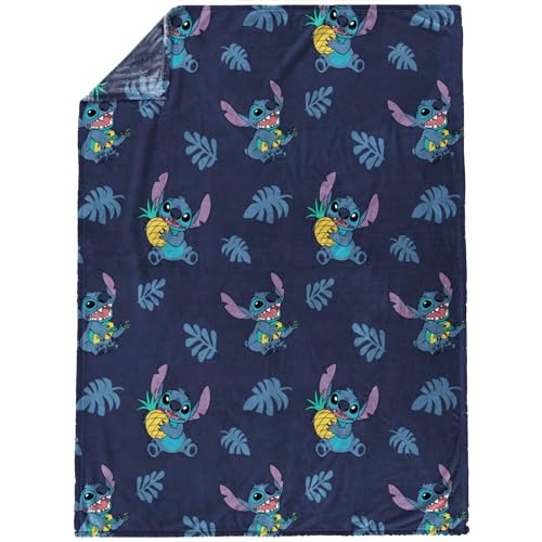 Jay Franco Kids Plush Throw Blanket – Soft & Cozy Fleece Throw for Bedroom & Couch Décor, Official Licensed Product, Blue - Lilo and Stitch, 60x70 - Throw - color: Blue - Lilo and Stitch