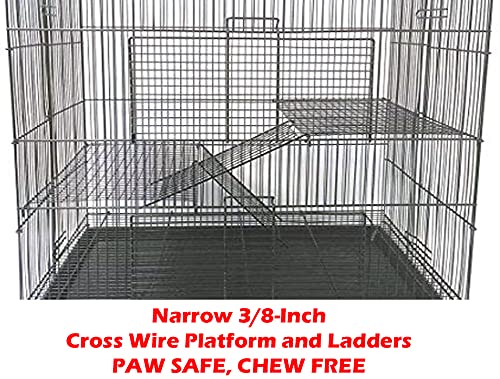 30" Large 3-Levels Easy Setup Foldable Bite-Proof Tight Bar Spacing Ferret Chinchilla Sugar Glider Rats Mice Mouse Rodent Hamster Gerbil Hedgehog Small Animal Critter Metal Travel Carrier Cage