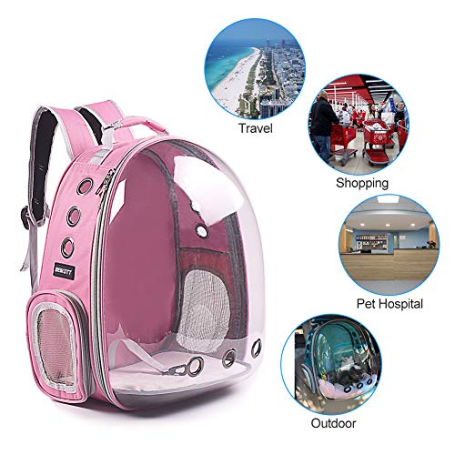 Cat Backpack Carrier, Pet Backpack, Breathable Cat Dog Space Capsule Backpack, Airline-Approved for Small Cats Dogs Birds Bunny Travel Hiking - color: BUBBLE-PK