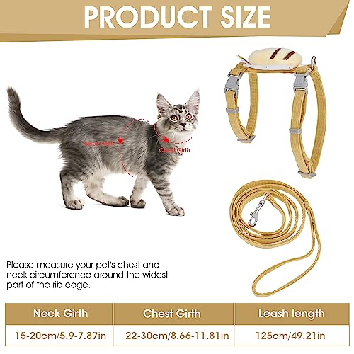 TIESOME Cat Harness and Leash Set, Adjustable Gradient Kitten Harness | Escape Proof Harness with Leash for Kitty Outdoor Walking - color: Vanilla Yellow