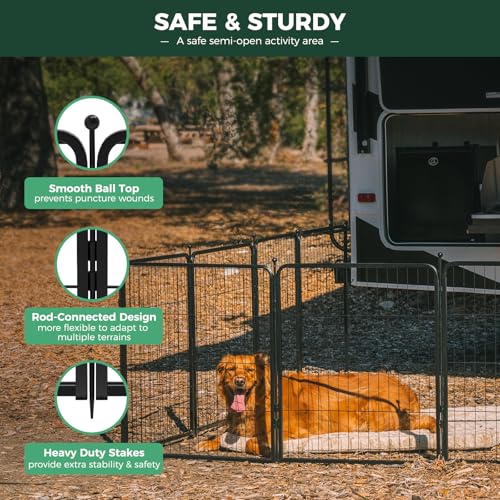 FXW Rollick Dog Playpen, Indoor, Yard & RV Camping, 32" H, 16 Panels | Easy setup, Heavy-duty, DIY layouts, for Small & Medium Dogs, Patented - color: Black, size: 32"H