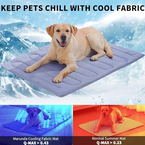 MARUNDA Dog Cooling Mat, No Need to Freeze Or Refrigerate This Cool Pet Pad Cat Mats- Keep Your Pet Cool, Machine Washable (Blue, 28" x 20" - M-Crate) - color: Blue, size: 28" x 20" - M-Crate
