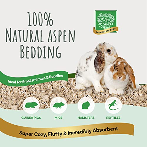 Small Pet Select Premium Natural Aspen Bedding, Animal Bedding for Small Indoor and Outdoor Pets, Made in The USA, Jumbo Size 282 L (2 Pack, 141 L Each) | Natural Wood Bedding, Low Dust, Made in USA, For Indoor & Outdoor Small Pets, Two 141 L Bags, 282 L