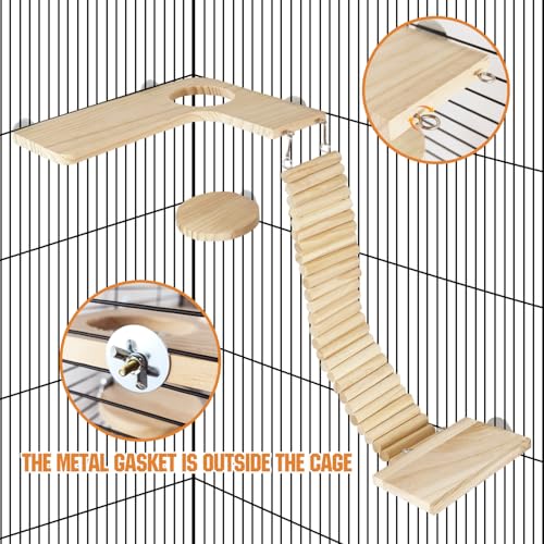 Hamster Suspension Bridge Toy，Small Animal Climbing Toys,Chinchilla Cage Natural Wood Flexible Platform Toy,Suitable for Hamsters, Chinchillas, Guinea Pigs, Birds, Small Animals - color: M-10P