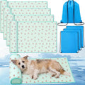 DoubleFill 4 Pack Cooling Pet Mats 15.7" x 23.6" Cooling Dog Beds with Supportive Pillow Self Ice Washable Cool Pads Summer Cat Sleeping Pad with Storage Bag for Summer Crate Floor (Small, Green) - size: Small, style: Green