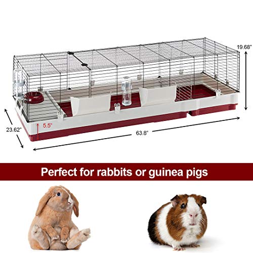 Ferplast Krolik XXL Rabbit Cage w/Wire Extension | Rabbit Cage Includes All Accessories & Measures 63.8L x 23.62W x 19.68H Inches | 1-Year Warranty - style: XXL Rabbit Cage