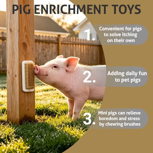 Toys for Pigs, Enrichment scratching Brush, Stress Relief for Pets | 2 Pcs Self-Grooming Tool, Increase Enjoyment, Pet Pig Supplies, Outdoor, for Pigsties, Fences, Wooden Stakes and Courtyards