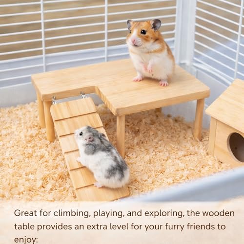 Hamster Platform, Small Wooden Hamster Cage Accessories, Elevated Resting Area for Hamster Cages, Pine Material Construction for Small Animal Habitats