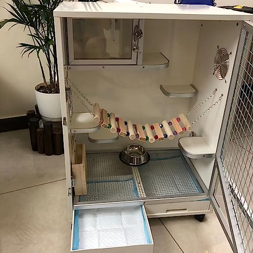 Heavy-Duty Steel Wire Large Chinchilla Cage, 24-Inch Transparent Guinea Pig & Rat Habitat with Removable Tray - color: C6-charged Ice nest