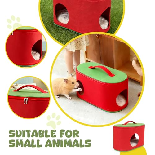 Christmas Guinea Pig Hideout, Large Cozy Bed, Warm Small Animal Cage House for Chinchilla, Hamster, Ferrets, Hedgehog, Rats and Other Small Pets - color: RED+GRN