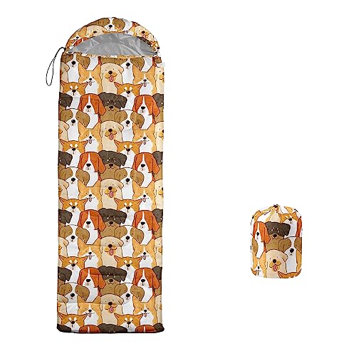 Galaxy Wolf Camping Sleeping Bags Warm & Cool Weather Waterproof Backpacking Blue Purple Starry Sky Sleeping Bag All Seasons Camping, for Adult Kids Boy Girls Camping Gear Equipment, Traveling - color: D-Dog1