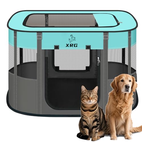 Portable Foldable Pet Playpen Collapsible Crates Kennel Playpen for Dog cat and Rabbit &Travel playpen Outdoor or Indoor (Medium（31.5" L x 23.6" W x 21.7" H）, Green) - color: Green, style: Medium（31.5"L x 23.6"W x 21.7"H）