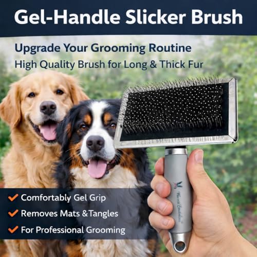 Warren London Gel Handle Slicker Brush for Dogs, Doodles & Long Coats, New & Improved Bristles - style: Gel Handle