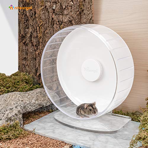 Niteangel Super-Silent Hamster Exercise Wheels: Quiet 10 inch Running Wheel | Can 10.6-13.4" Adjustable Height - No Bend Back Spinner Running for Dwarf Syrian Hamster Gerbils Mice Or Other Small Animal - color: White, size: Medium