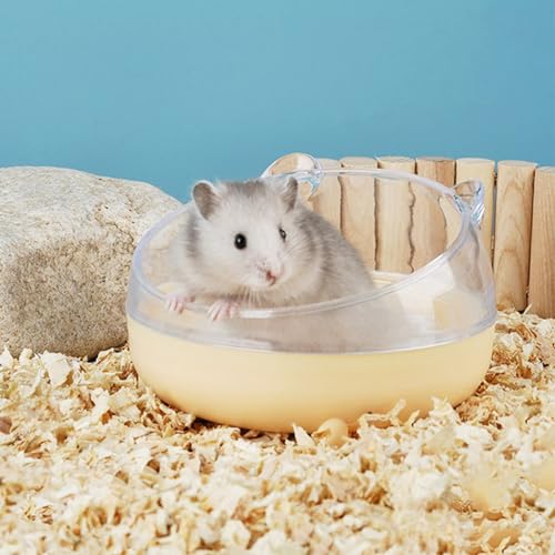 Meow&Woof Hamster Sand Bath Container & Dust-Free Bath Sand Set, 6.5" Sandbox Toilet for Hamster, Gerbil, Chinchilla, Mice – 2.2 lbs Potty Litter Sand for Small Animals (Yellow)