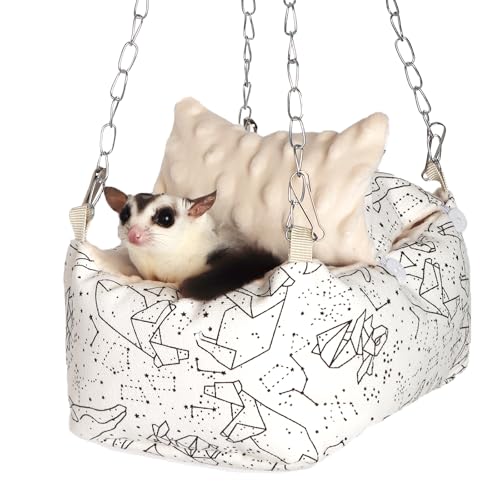 Sugar Glider Bonding Pouch,Hamster Bed with Beaded Fleece Lining,Syrian Hamster Habitat Mini House,Play and Sleeping - Pet Hideout