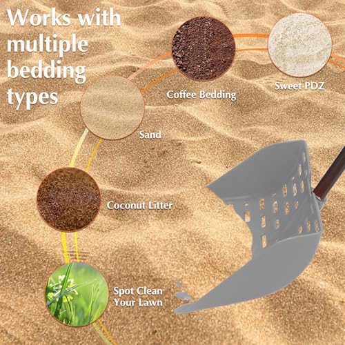 Chicken Dog Poop Scooper & Rake 2-in-1 Telescopic Chicken Litter Scoop for Chicken Coops & Small Farm Animals Sand Sifting Litter Shovel Gray - color: GRAY